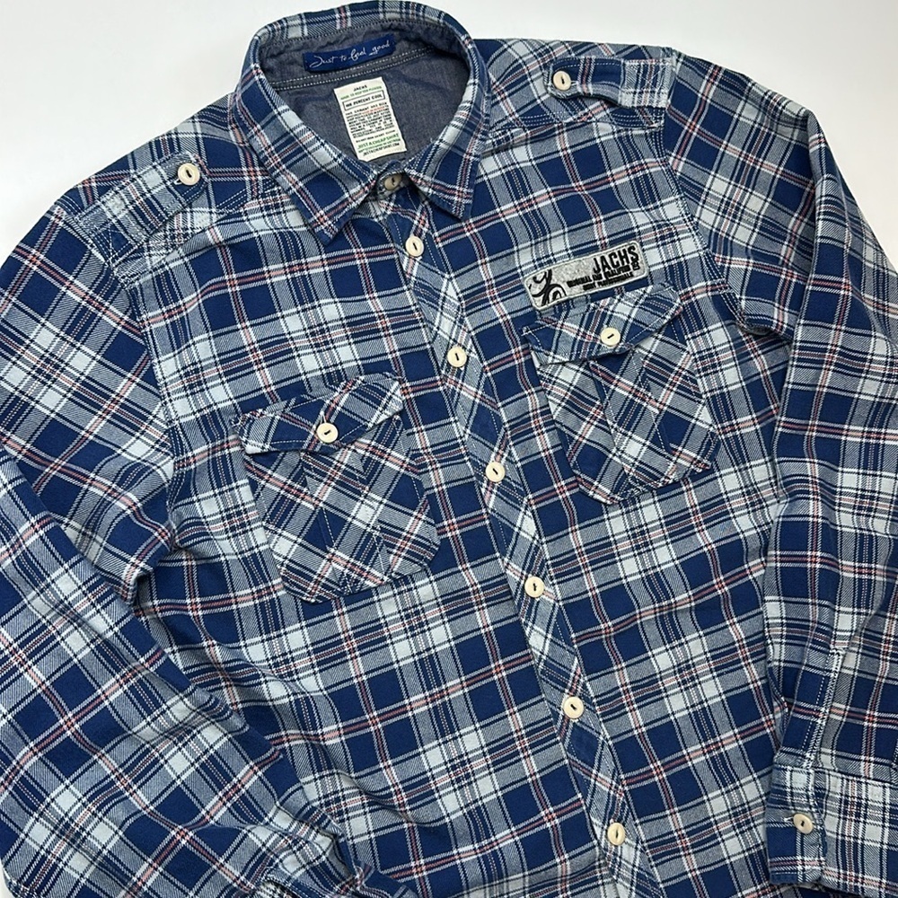 Jachs Men's Blue Plaid Shirt